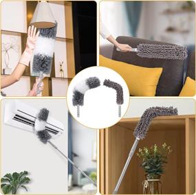 img 3 attached to 🧹 Microfiber Duster Kit: Reusable Bendable Dusters with 40-100 Inch Telescopic Pole - Ideal for Cleaning Ceilings, Fans, Blinds, and Furniture