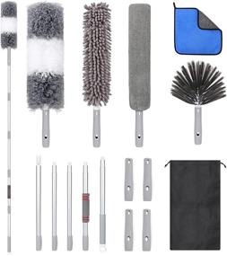 img 4 attached to 🧹 Microfiber Duster Kit: Reusable Bendable Dusters with 40-100 Inch Telescopic Pole - Ideal for Cleaning Ceilings, Fans, Blinds, and Furniture