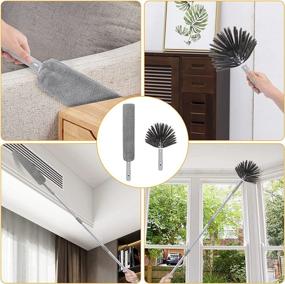 img 2 attached to 🧹 Microfiber Duster Kit: Reusable Bendable Dusters with 40-100 Inch Telescopic Pole - Ideal for Cleaning Ceilings, Fans, Blinds, and Furniture