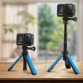 img 2 attached to Selfie Stick Tripod Handle Grip Pole 3-In-1 For GoPro AKASO Insta360 DJI Osmo Action Camera & Smartphone - Kids & Adults Accessories