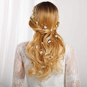 img 4 attached to Великолепная золотая повязка на голову с цветочной лозой - идеально подходит для невест и подружек невесты на свадьбе!