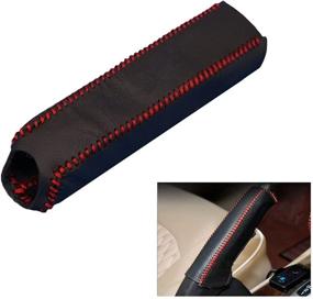 img 2 attached to 🚗 Civic Car Handbrake Cover: Genuine Leather Side Brake Protective Cover for 2006-2011 Civic Accessories
