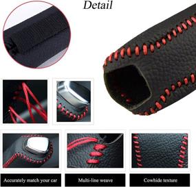 img 3 attached to 🚗 Civic Car Handbrake Cover: Genuine Leather Side Brake Protective Cover for 2006-2011 Civic Accessories