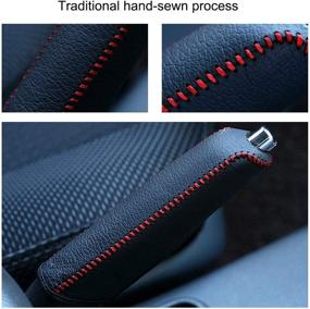 img 1 attached to 🚗 Civic Car Handbrake Cover: Genuine Leather Side Brake Protective Cover for 2006-2011 Civic Accessories