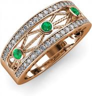 0.43 ctw 14k rose gold emerald & diamond filigree wedding band heart & drop design logo