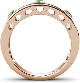 img 1 attached to 0.43 Ctw 14K Rose Gold Emerald & Diamond Filigree Wedding Band Heart & Drop Design