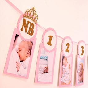 img 4 attached to Soccerene Pink 12 Months Photo Banner Gold Glitter Words Girls's First Birthday Decorations