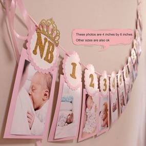 img 3 attached to Soccerene Pink 12 Months Photo Banner Gold Glitter Words Girls's First Birthday Decorations