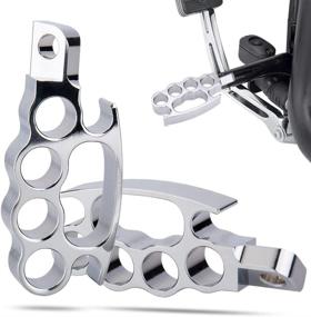 img 4 attached to Passenger Footpegs Male Mount Foot Pegs Front Footrest Compatible With Harley Davidson Softail Fat Boy Heritage Sport Glide Softail Slim Street Bob Breakout Low Rider (Chrome)