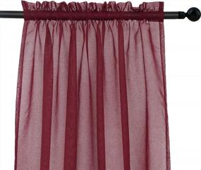 img 3 attached to Red Anjee Sheer Window Curtains Rod Pocket Voile Fabric Drapes/Panels/Treatments For Living Room/Kitchen/Bedroom, 52” X 96” Set Of 2