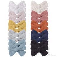 🎀 cute and stylish 20pcs baby hair bows: handmade cotton linen hair clips for girls with alligator clips - solid color boutique hair accessories for baby toddlers kids logo