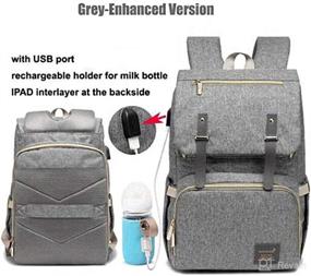 img 1 attached to Backpack Multi Function Waterproof Capacity Gray Black Diapering in Diaper Bags
