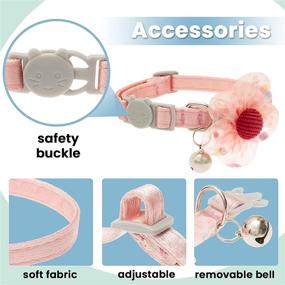 img 1 attached to Flower Cute Cat Collar with Bell - JVVGPET Breakaway Cat Collar - Soft Nylon Adjustable Pet Accessories Collars for Cats and Puppies (Pink and Blue)