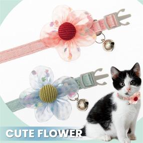 img 2 attached to Flower Cute Cat Collar with Bell - JVVGPET Breakaway Cat Collar - Soft Nylon Adjustable Pet Accessories Collars for Cats and Puppies (Pink and Blue)