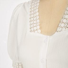 img 2 attached to Vintage Style Women'S Short Puff Sleeve Blouse Shirt With Lace Neckline - Perfect Dressy Work Blouse For Summer From Belle Poque