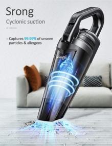 img 3 attached to Handheld Cordless Vacuum Cleaner LIBERRWAY 100W 6000Pa Portable Rechargeable Car Vacuum Cleaner 2600MAh Lithium Battery Wet Dry Hand Held Vac With Light And Stainless Steel Filter For Home Car, Black