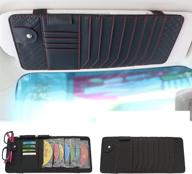 🚗 yijueled sun visor cd organizer - leather case holder with pockets for cds, dvds, credit cards, sunglasses, pen - vehicle storage organizer for better organization logo