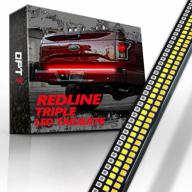 opt7 redline 60-inch triple led tailgate light bar with sequential amber turn signal - 1,200 led full beam - weatherproof easy install - reverse brake running functions included logo