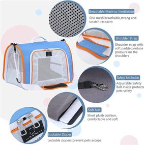 img 2 attached to 🐇 Superior Blue Small Pet Carrier: Airline Approved, Waterproof, Easy to Clean, Durable Rabbit Carrier with 3 Ventilated Mesh Windows