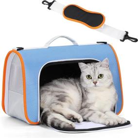 img 4 attached to 🐇 Superior Blue Small Pet Carrier: Airline Approved, Waterproof, Easy to Clean, Durable Rabbit Carrier with 3 Ventilated Mesh Windows