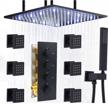 homedec 20 inch led rain shower system with body spray, handheld combo set, flow adjustable - all functions at once, black logo