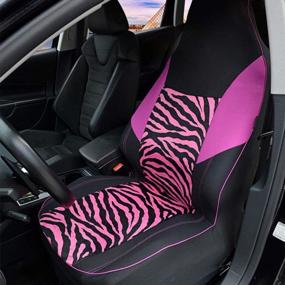 img 3 attached to AUTOYOUTH 2PCS Pink Zebra Pattern Front Bucket Seat Cover Velvet Fabric Black Universal Fit For Cars, SUV, Truck (Pink-2)