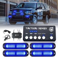 🚨 xprite blue led surface mount strobe police lights kit for cars, trucks, atv, utv, van, motorcycle - 4pcs: emergency safety warning flashing grille cop marker light for volunteer vehicles логотип