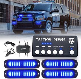 img 4 attached to 🚨 Xprite Blue LED Surface Mount Strobe Police Lights Kit for Cars, Trucks, ATV, UTV, Van, Motorcycle - 4PCS: Emergency Safety Warning Flashing Grille Cop Marker Light for Volunteer Vehicles