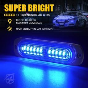 img 2 attached to 🚨 Xprite Blue LED Surface Mount Strobe Police Lights Kit for Cars, Trucks, ATV, UTV, Van, Motorcycle - 4PCS: Emergency Safety Warning Flashing Grille Cop Marker Light for Volunteer Vehicles