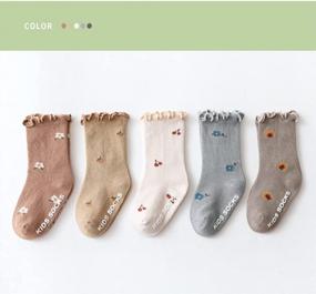 img 3 attached to Non-Slip Frilly Ruffle Socks For Newborns And Toddlers - Set Of 5 Pairs Of Infant Cotton Socks By Adeimoo Baby Girl