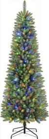 img 4 attached to 🎄 SHareconn 4ft Premium Prelit Artificial Hinged Slim Pencil Christmas Tree - Full Branch Tips with 100 Warm White & Multi-Color Lights - Top Choice for X-mas Decorations (4 FT)