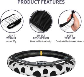 img 1 attached to 🐄 Cow Print Steering Wheel Cover: Universal 15-Inch Auto Protector for a Stylish Grip - Anti-Slip Car Accessories for Men and Women