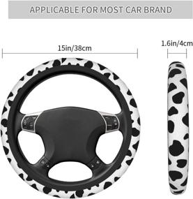 img 2 attached to 🐄 Cow Print Steering Wheel Cover: Universal 15-Inch Auto Protector for a Stylish Grip - Anti-Slip Car Accessories for Men and Women