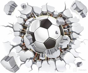 img 4 attached to 🔹 AWAKINK Soccer Ball Football Broken 3D Decorative Peel Vinyl Wall Stickers: Revamp Your Living Room, Kids Room, Nursery, or Bedroom with Removable Decals!