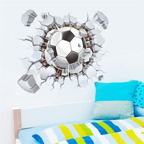 img 3 attached to 🔹 AWAKINK Soccer Ball Football Broken 3D Decorative Peel Vinyl Wall Stickers: Revamp Your Living Room, Kids Room, Nursery, or Bedroom with Removable Decals!