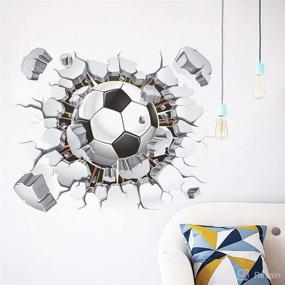 img 1 attached to 🔹 AWAKINK Soccer Ball Football Broken 3D Decorative Peel Vinyl Wall Stickers: Revamp Your Living Room, Kids Room, Nursery, or Bedroom with Removable Decals!