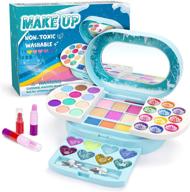 amosting washable kids makeup kit for girls - real play princess cosmetic beauty set for toddler dress up, ideal birthday gift toy for kids logo