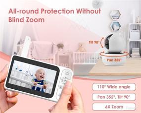 img 2 attached to 👶 5-inch Baby Monitor with Camera and Audio, Local Video Storage, 6X Zoom, Night Vision, Sound Detection, 2-Way Talk, No WiFi Connectivity