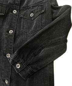 img 1 attached to Oversized Vintage Denim Jacket For Women - Loose Long Sleeve Jean Trucker Jacket With Classic Wash D003