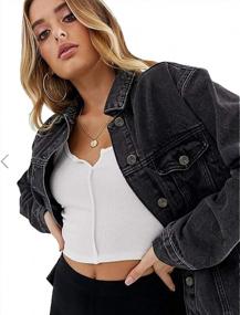 img 2 attached to Oversized Vintage Denim Jacket For Women - Loose Long Sleeve Jean Trucker Jacket With Classic Wash D003