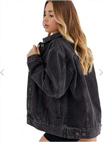 img 3 attached to Oversized Vintage Denim Jacket For Women - Loose Long Sleeve Jean Trucker Jacket With Classic Wash D003