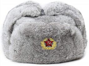 img 4 attached to Valpeak Real Rabbit Fur Hat: Men And Women'S Gray Ushanka Trooper Trapper For Winter Outdoor Activities (XXXL)