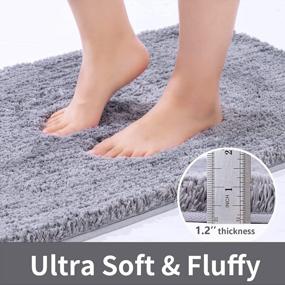 img 2 attached to ROSMARUS Grey Shaggy Bath Rug - Non-Slip, Soft And Absorbent Mat For Luxurious Bathroom Experience