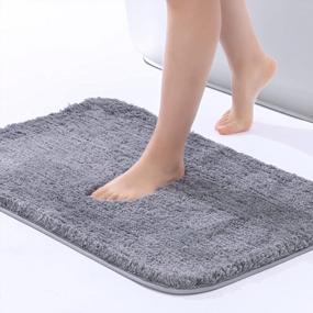 img 4 attached to ROSMARUS Grey Shaggy Bath Rug - Non-Slip, Soft And Absorbent Mat For Luxurious Bathroom Experience