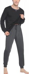 img 3 attached to Men'S Plaid Pajama Set With Long Sleeves, Striped Cotton Loungewear, Pockets And Comfy 2-Piece Sleepwear