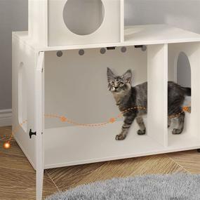 img 1 attached to 🐱 TopPaw Cat Litter Cabinet Enclosure - Hideaway Cat Washroom Furniture with Divider, Wooden Cat House and Tree Tower, Spacious Cat Litter Box Cabinet