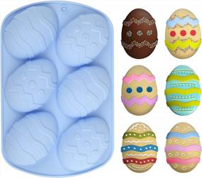img 4 attached to Egg-Citing Easter Bakeware: LEMESO Non-Stick Silicone Egg Shaped Cake Mold For Chocolate, Cake, Candy And Soap Making In Blue Color