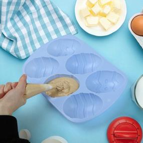 img 2 attached to Egg-Citing Easter Bakeware: LEMESO Non-Stick Silicone Egg Shaped Cake Mold For Chocolate, Cake, Candy And Soap Making In Blue Color