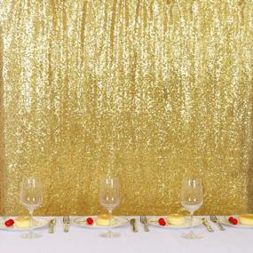 img 3 attached to TRLYC фон с золотыми блестками 4X7Ft сверкающий золотой фон для фотосъемки фото фон для свадьбы, вечеринки, детского душа, рождество