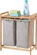 efficient bamboo double laundry organizer with removable sorter bags - space-saving basket duo for easy clothes/linen storage - mdesign echo collection logo